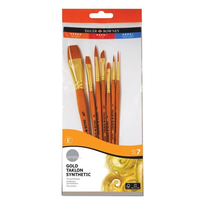 Daler-Rowney Gold Taklon Synthetic Brushes 7 Pack image number 1