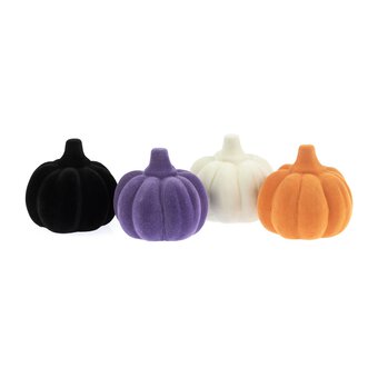 Black Mini Flocked Ceramic Pumpkin 8cm