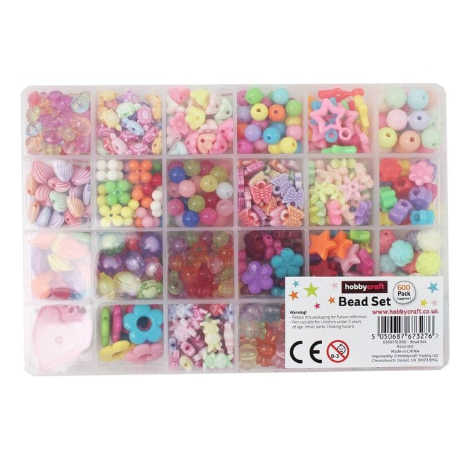 Assorted Bright Bead Box Kit 600 Pieces image number 1