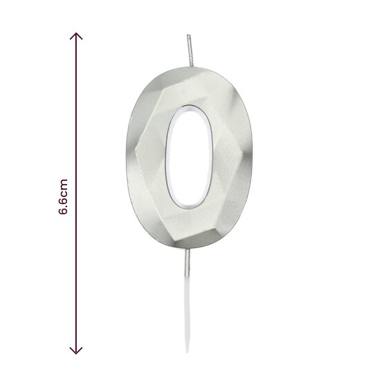 Whisk Silver Faceted Number 0 Candle image number 5