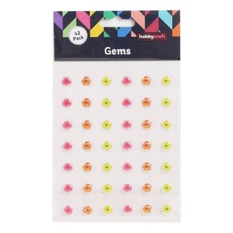 Bright Flower Adhesive Gems 10mm 42 Pack