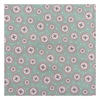 Toybox Treasures Sage Buttons Cotton Fabric by the Metre
