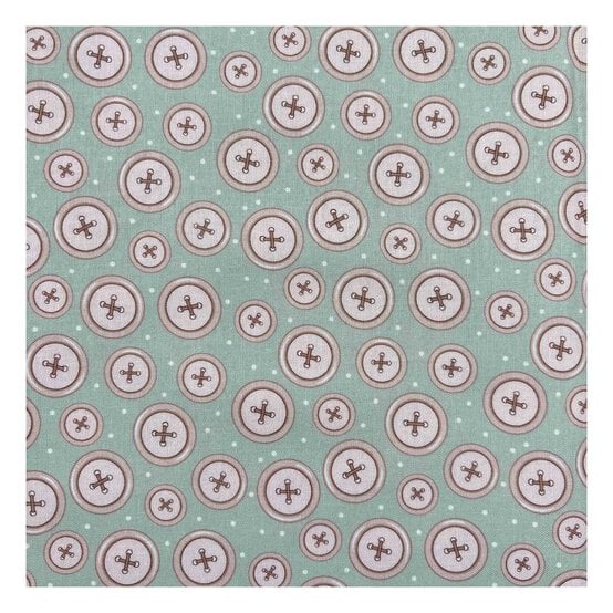 Toybox Treasures Sage Buttons Cotton Fabric by the Metre image number 2