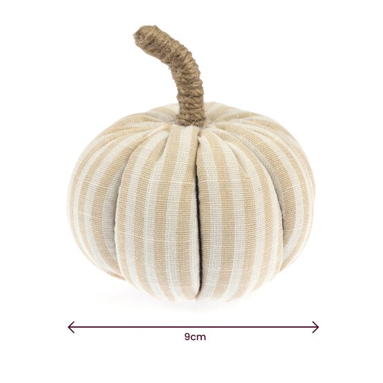 White Cotton Striped Pumpkin 9cm image number 4