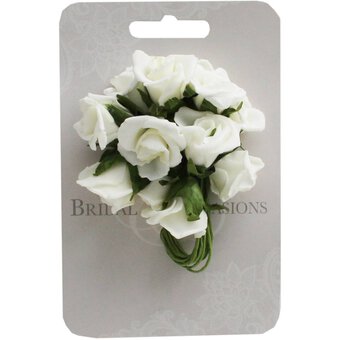 Cream Polyfoam Wired Roses 12 Pack image number 3