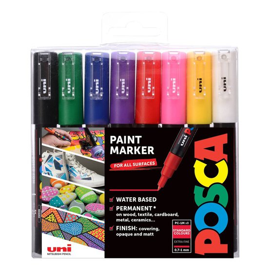 Uni-ball Posca PC-1M Marker Pens Starter Set 8 Pack image number 1