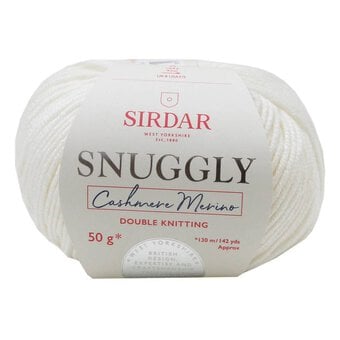 Sirdar White Snuggly Cashmere Merino DK Yarn 50g