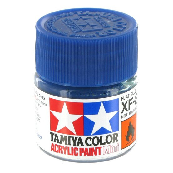 Tamiya Colour Acrylic Paint XF-8 Flat Blue 10ml image number 1
