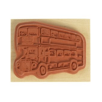 Double Decker Bus Wooden Stamp 6cm x 5cm image number 3