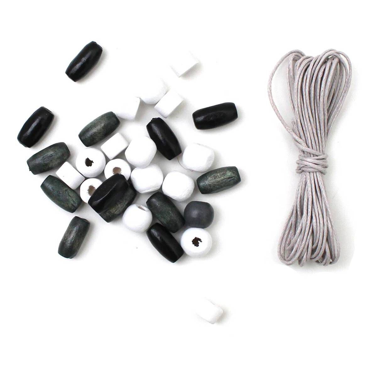 Black and White Wooden Bead Bag Hobbycraft