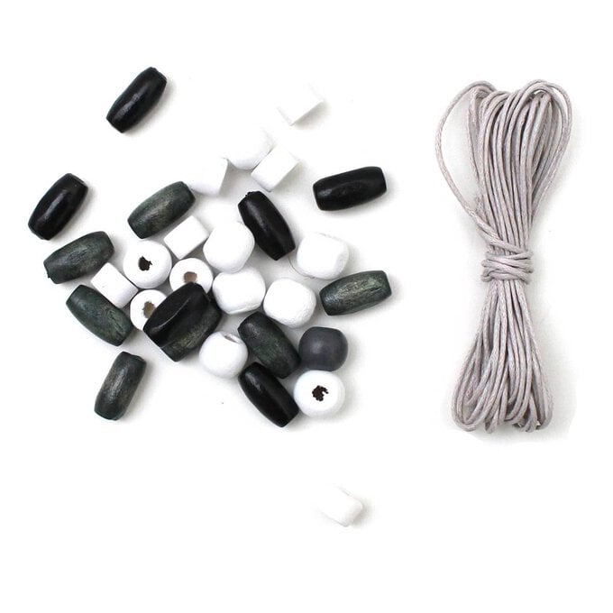 Black and White Wooden Bead Bag image number 1