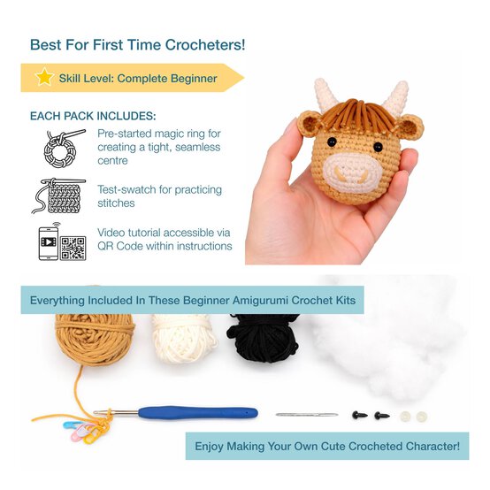 Trimits Beginner&rsquo;s Amigurumi Crochet Cow Kit image number 5