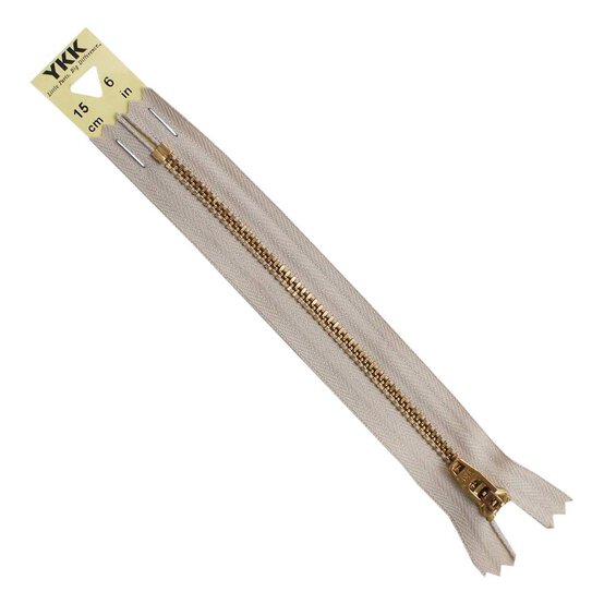 YKK Dark Beige Brass Jeans Zip 15cm image number 2