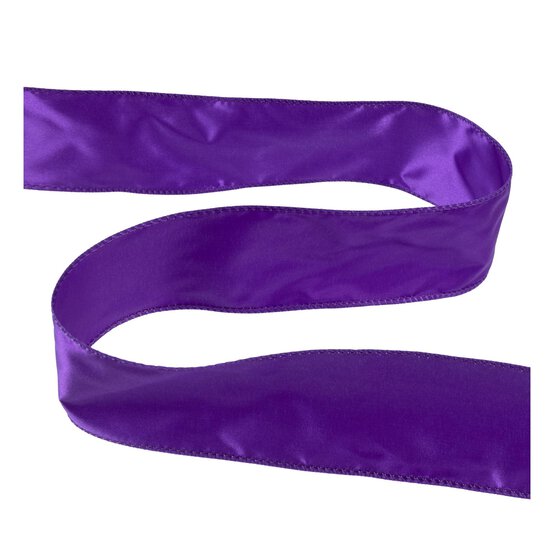 Purple Wire Edge Satin Ribbon 63mm x 3m image number 1