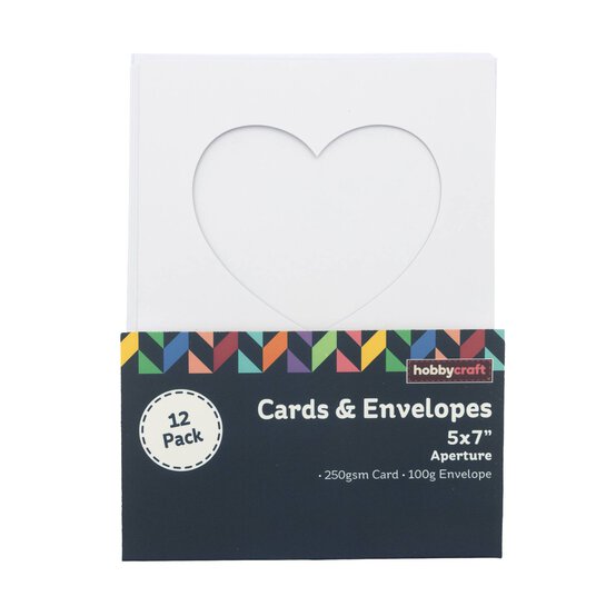 Heart Aperture Cards and Envelopes 5 x 7 Inches 12 Pack image number 3