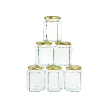 Clear Hexagonal Glass Jars 280ml 6 Pack
