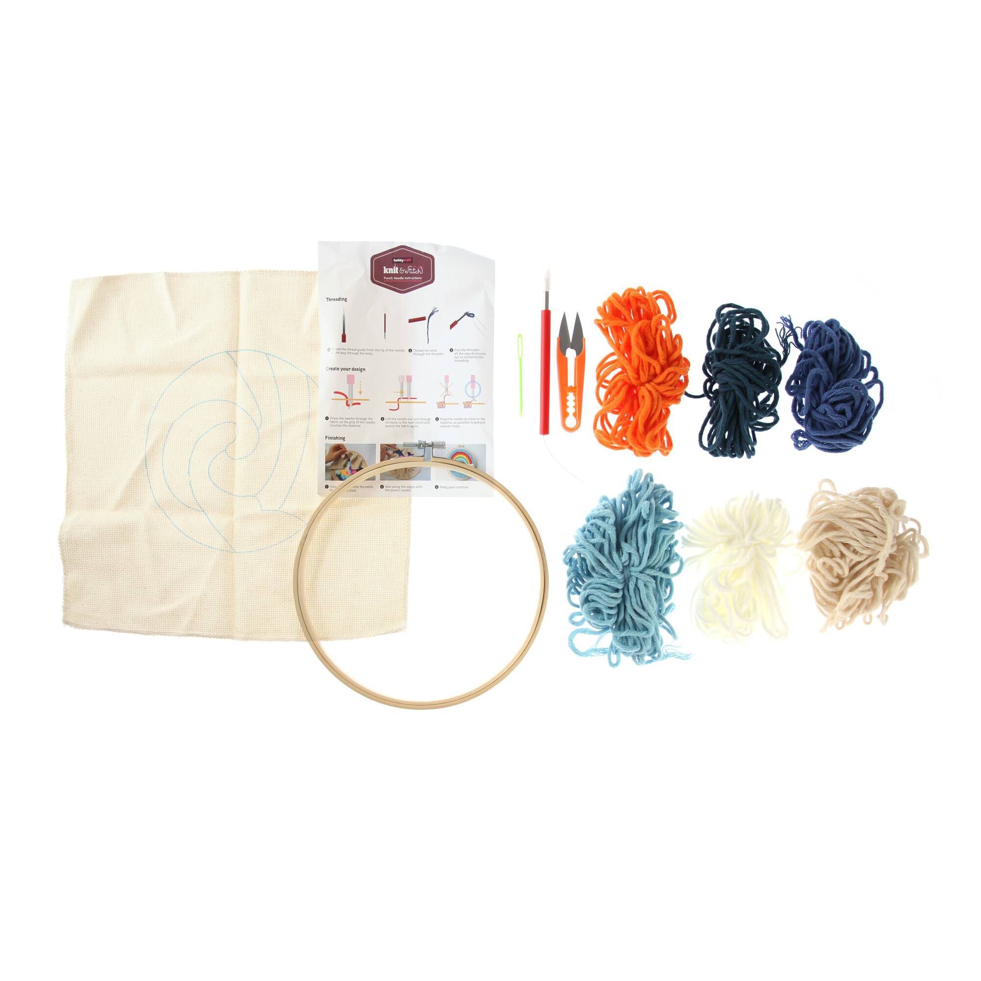 Wave Embroidery Punch Needle Hoop Kit 20cm Hobbycraft