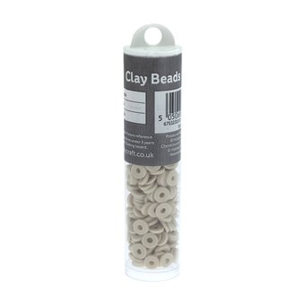 Beige Clay Beads 6mm 12g