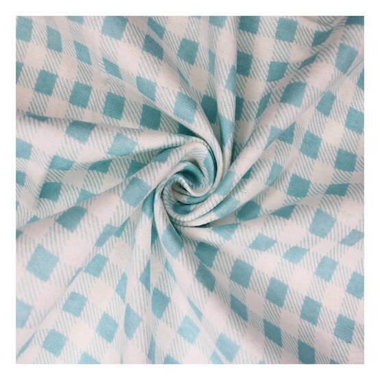 Baby Blue Check Winceyette Polycotton Fabric by the Metre image number 1