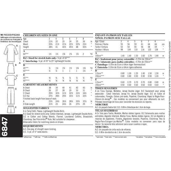 New Look Child Sleepwear Sewing Pattern 6847 image number 3