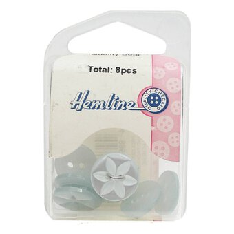 Hemline  Baby Blue Basic Star Button 8 Pack