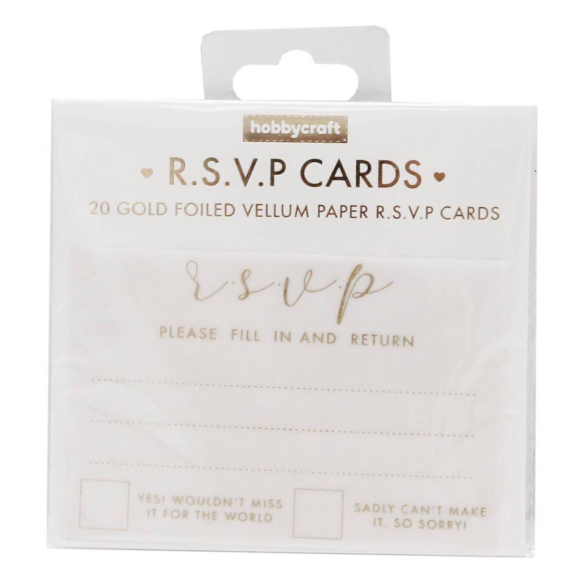 Gold Vellum RSVP Cards 20 Pack Hobbycraft