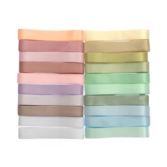 Pastel Satin Faced Ribbons 15mm x 1m 20 Pack image number 1