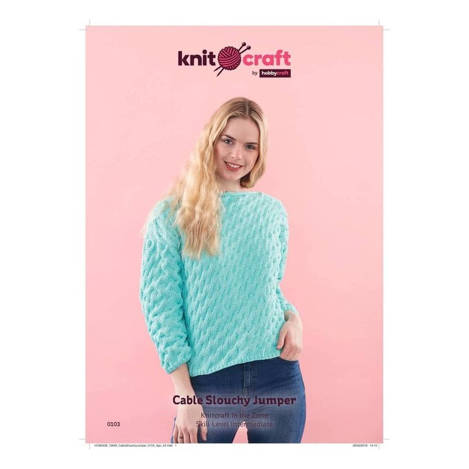 Knitcraft Cable Slouchy Jumper Digital Pattern 0103 image number 1