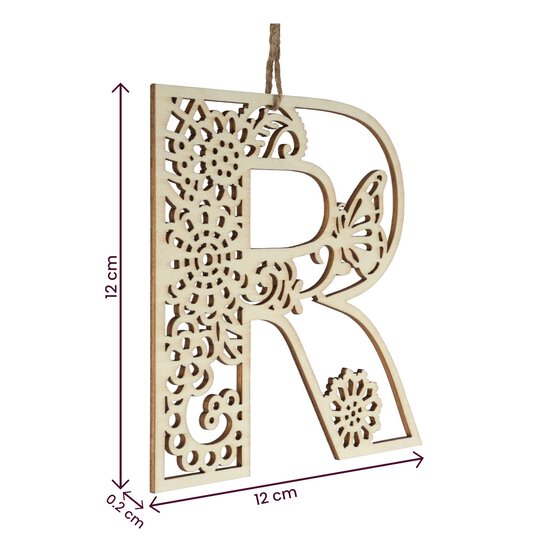 Wooden Filigree Hanging Letter R 12cm image number 4