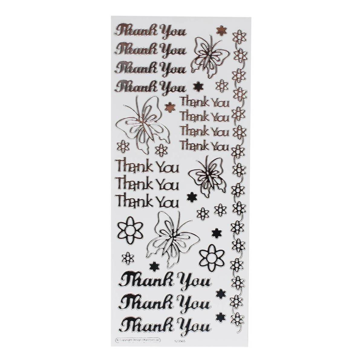 Anita's Silver Thank You Outline Stickers Hobbycraft