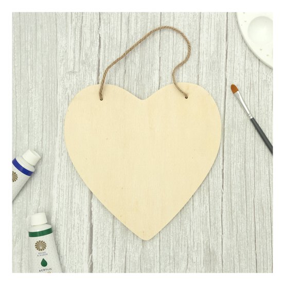 Hanging Wooden Heart Plaque 18cm