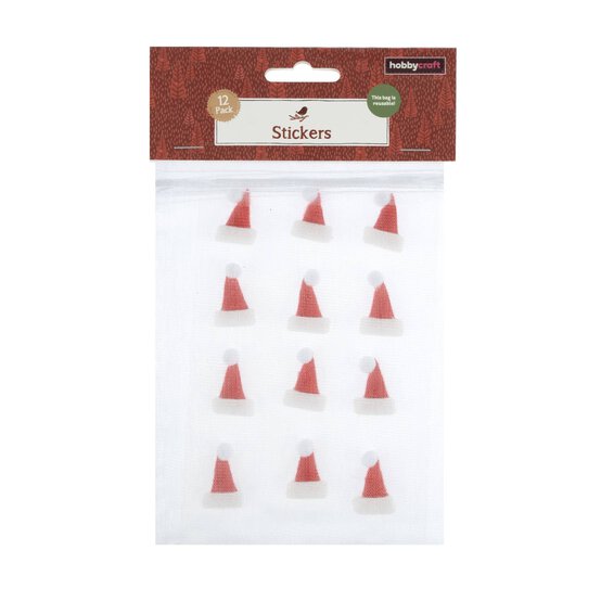 Santa Hat Stickers 12 Pack  image number 4