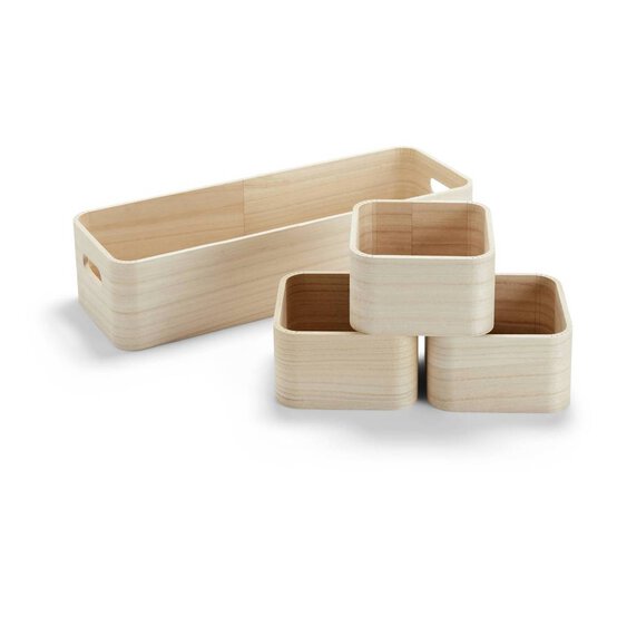 Wooden Deco Storage Set 4 Pieces