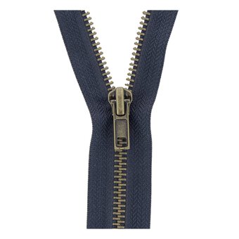 Milward Dark Navy Brass Trouser Zip 15cm
