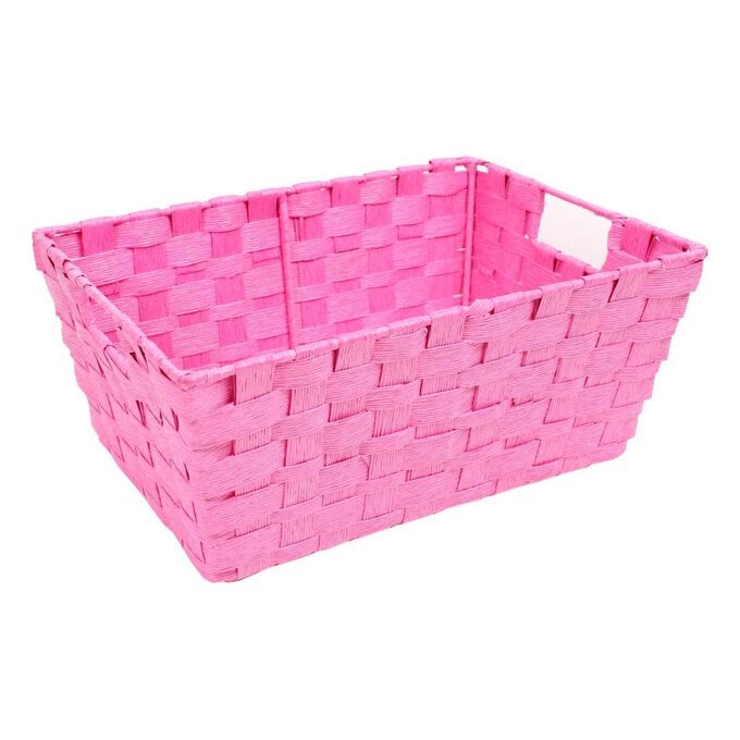 Pink Paper Storage Basket 33cm x 23cm x 14cm image number 1