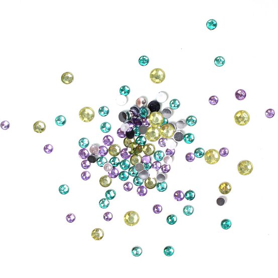 Purple, Green and Yellow Assorted Round Gems 90g image number 1