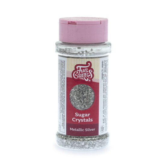 FunCakes Metallic Silver Sugar Crystals 80g image number 1