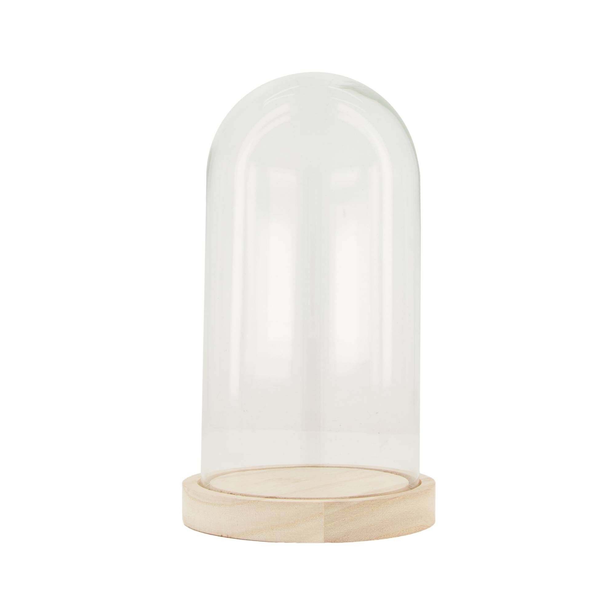 Glass Cloche with Wooden Base 11.5cm x 21cm Hobbycraft