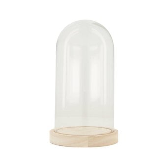 Glass Cloche with Wooden Base 11.5cm x 21cm