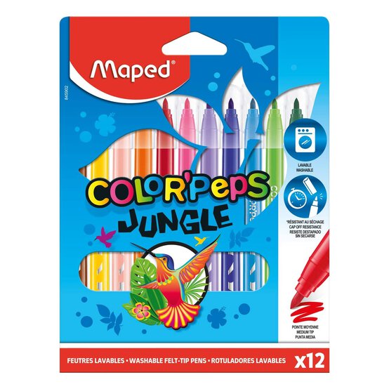 Color-Peps Jungle Felt Tip Pens 12 Pack image number 1