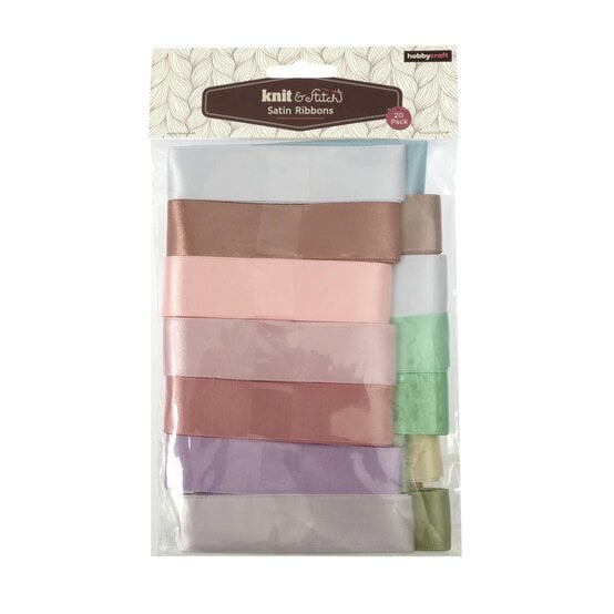 Pastel Satin Faced Ribbons 25mm x 1m 20 Pack image number 5
