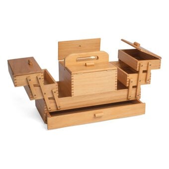 Wooden Cantilever 4 Tier Sewing Box 23cm x 45cm x 32cm