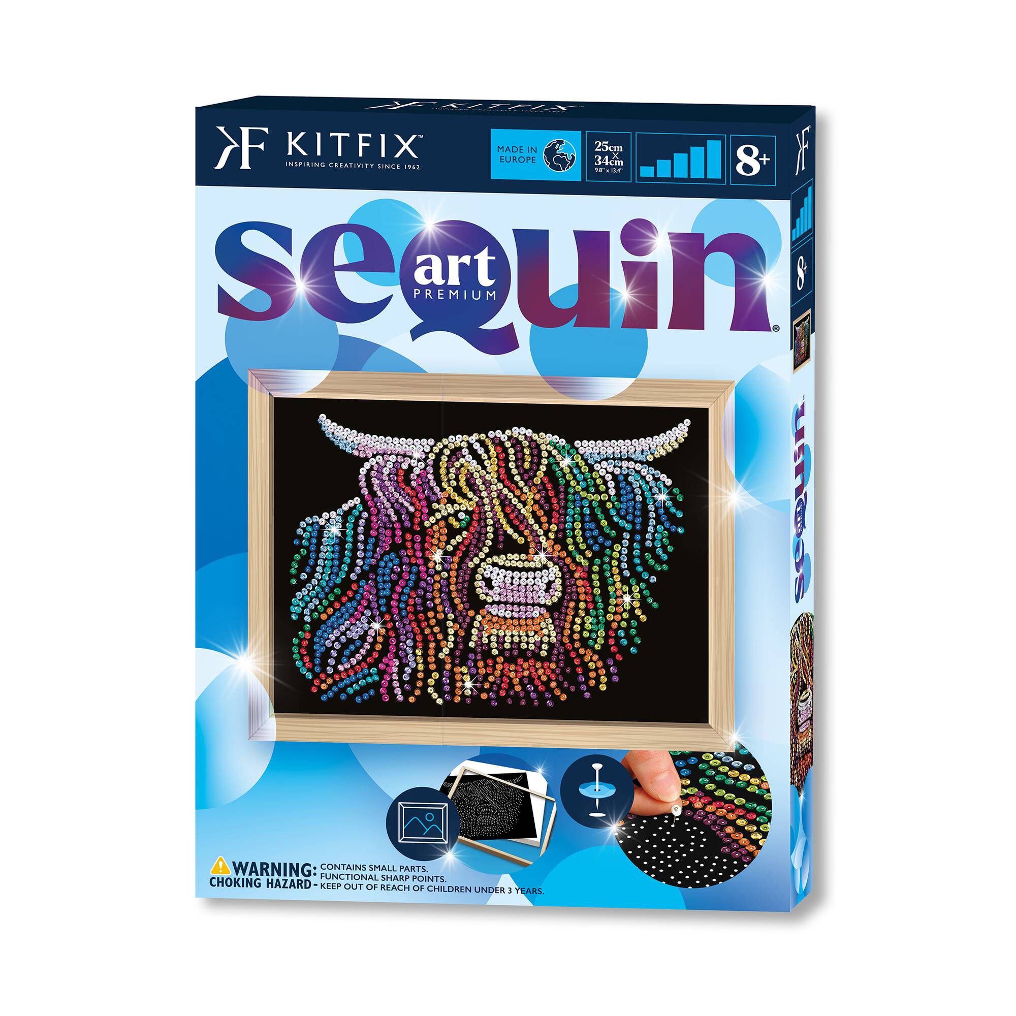 Kitfix Highland Cow Sequin Art Blue Premium Kit | Hobbycraft
