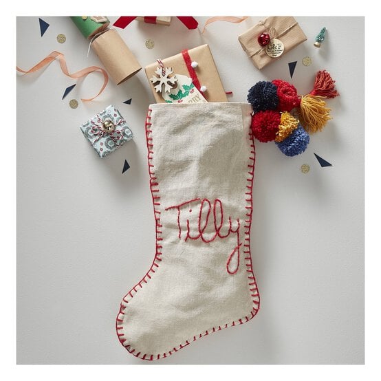 Linen Christmas Stocking