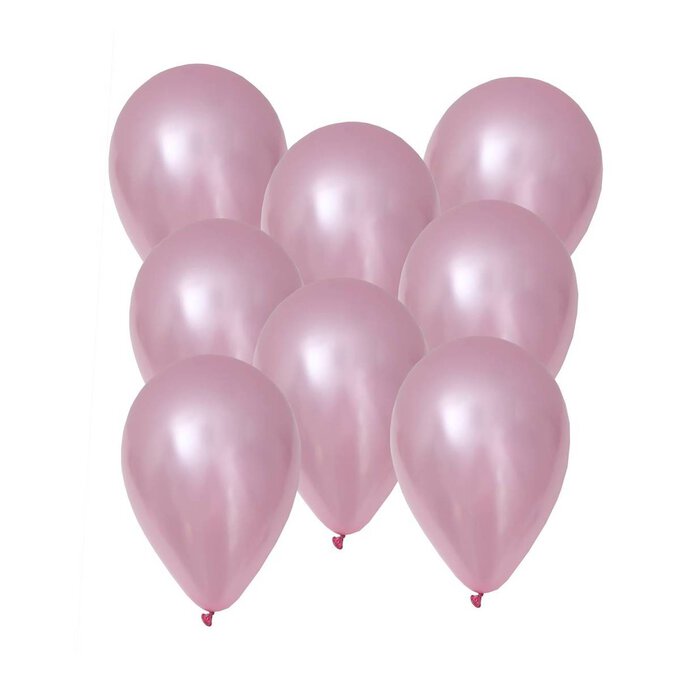 Crystal Pink Pearlised Latex Balloons 8 Pack image number 1
