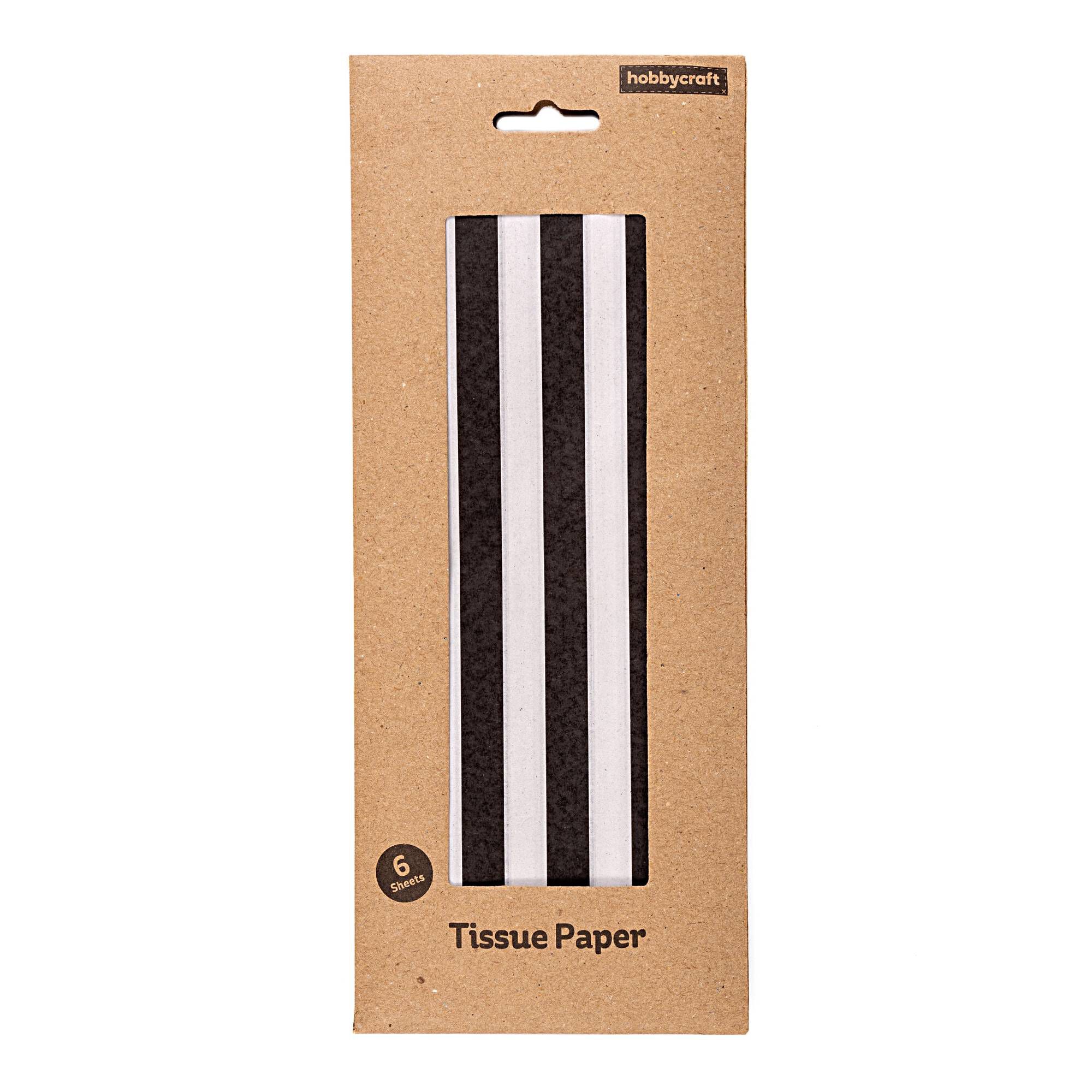 Black and White Stripe Printed Tissue Paper 50cm x 75cm 6 Pack Hobbycraft