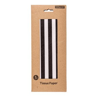 Black and White Stripe Printed Tissue Paper 50cm x 75cm 6 Pack image number 3
