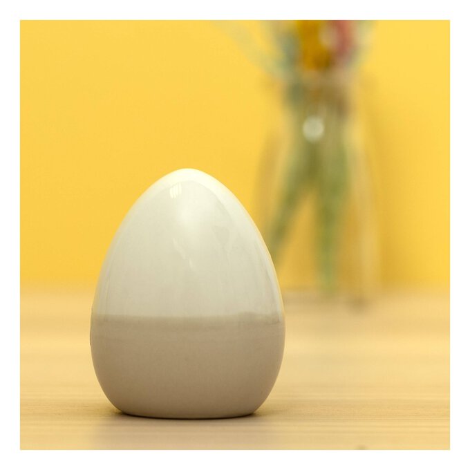 Glazed Two-Tone White Ceramic Egg 6.5cm image number 1