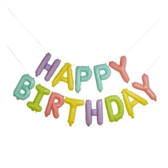 Pastel Happy Birthday Balloon Bunting