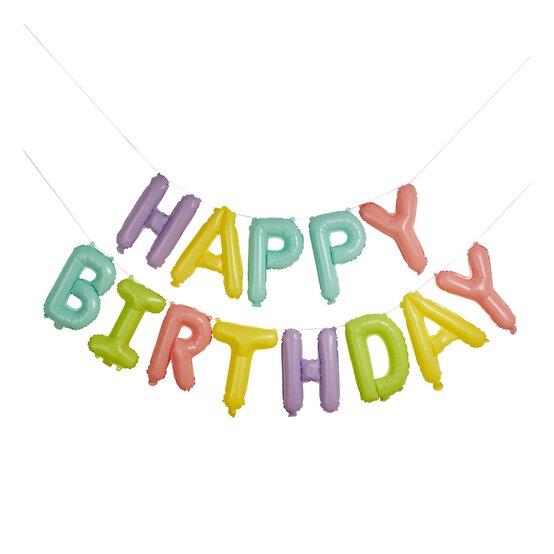 Pastel Happy Birthday Balloon Bunting image number 2